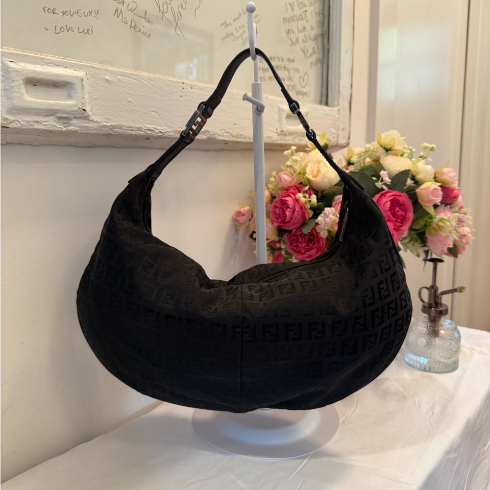 Black Monogram Fendi Crescent Bag